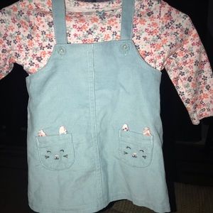 Overall style dress w/ tights NWOT